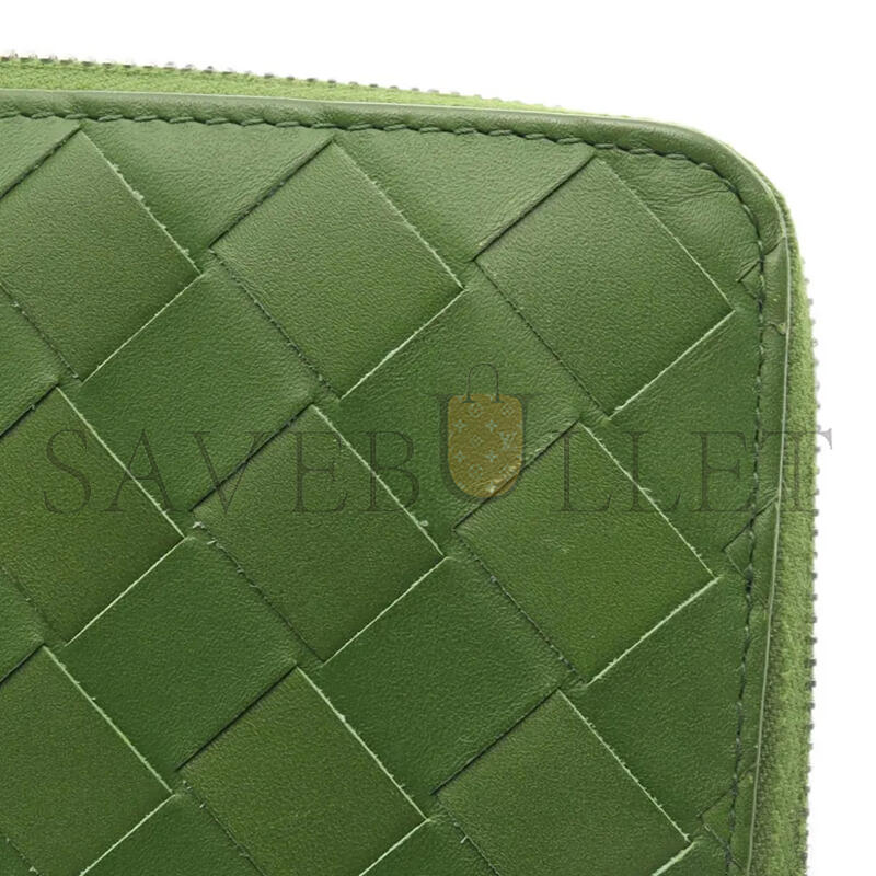 BOTTEGA VENETA INTRECCIATO ZIP-AROUND WALLET AVOCADO 593217 (19*10*2cm)